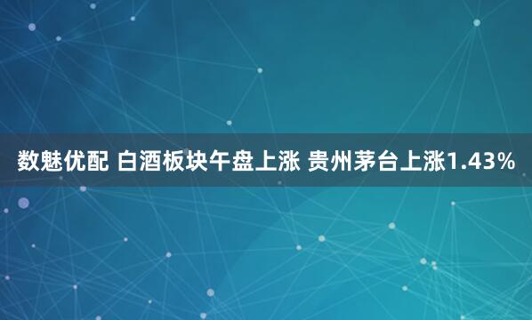 数魅优配 白酒板块午盘上涨 贵州茅台上涨1.43%